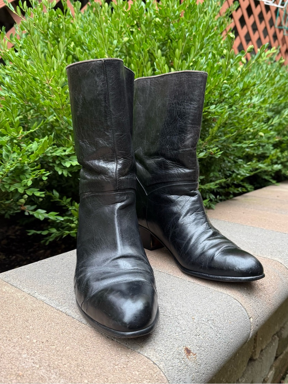 Vintage Pierre Cardin Leather Ankle Boots, Black, 8